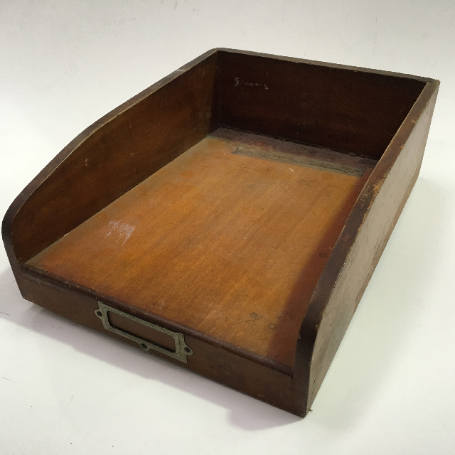 DOCUMENT TRAY, Timber w Brass Label Plate